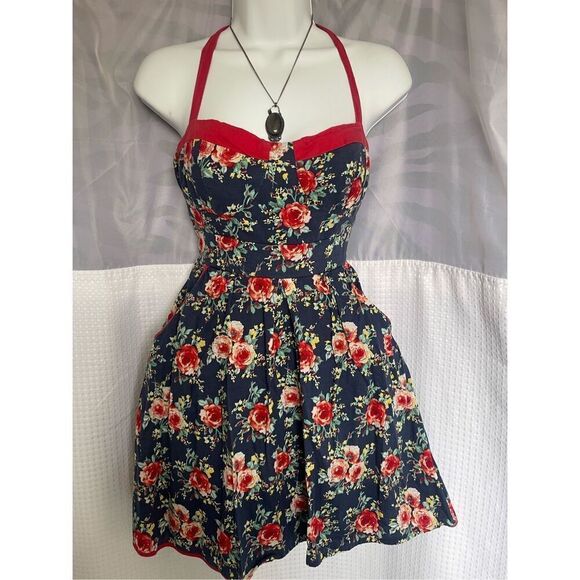 Y2K Short Floral Sundress With Red Trim - Picture 4 of 6
